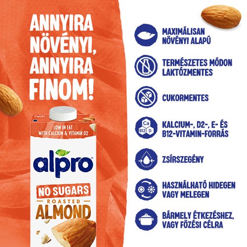 Annyira növényi, annyira finom! Maximálisan növényi alapú, természetes módon laktózmentes, cukormentes, Kalcium d2, E és B12 vitamin forrás, zsírszegény, használható hidegen vagy melegen, bármely étkezéshez vagy főzési célra