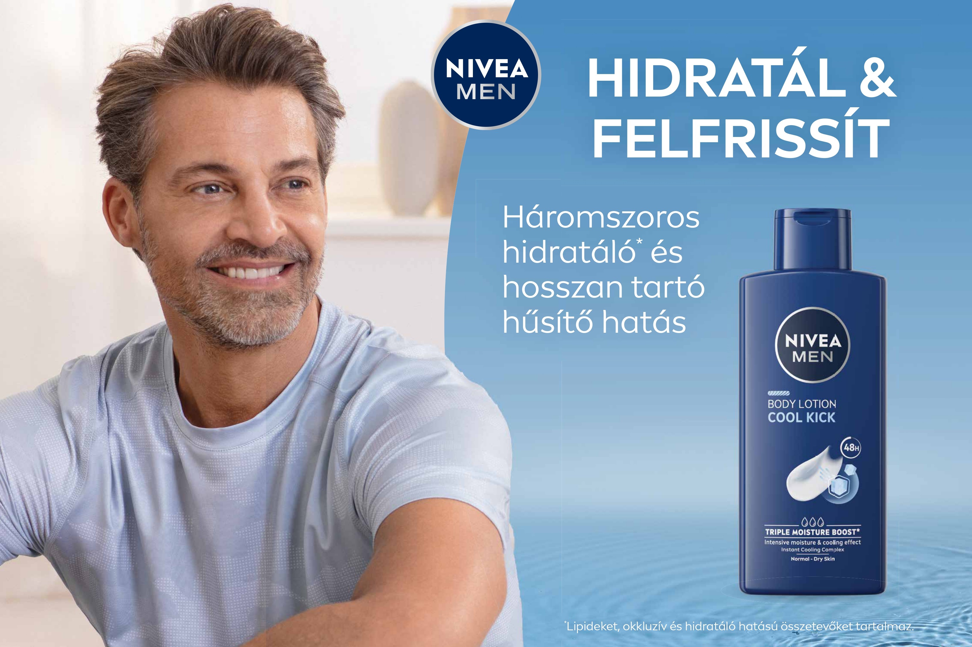 Hidratál és felfrissít; háromszoros hidratáló és hosszan tartó hűsítő hatás