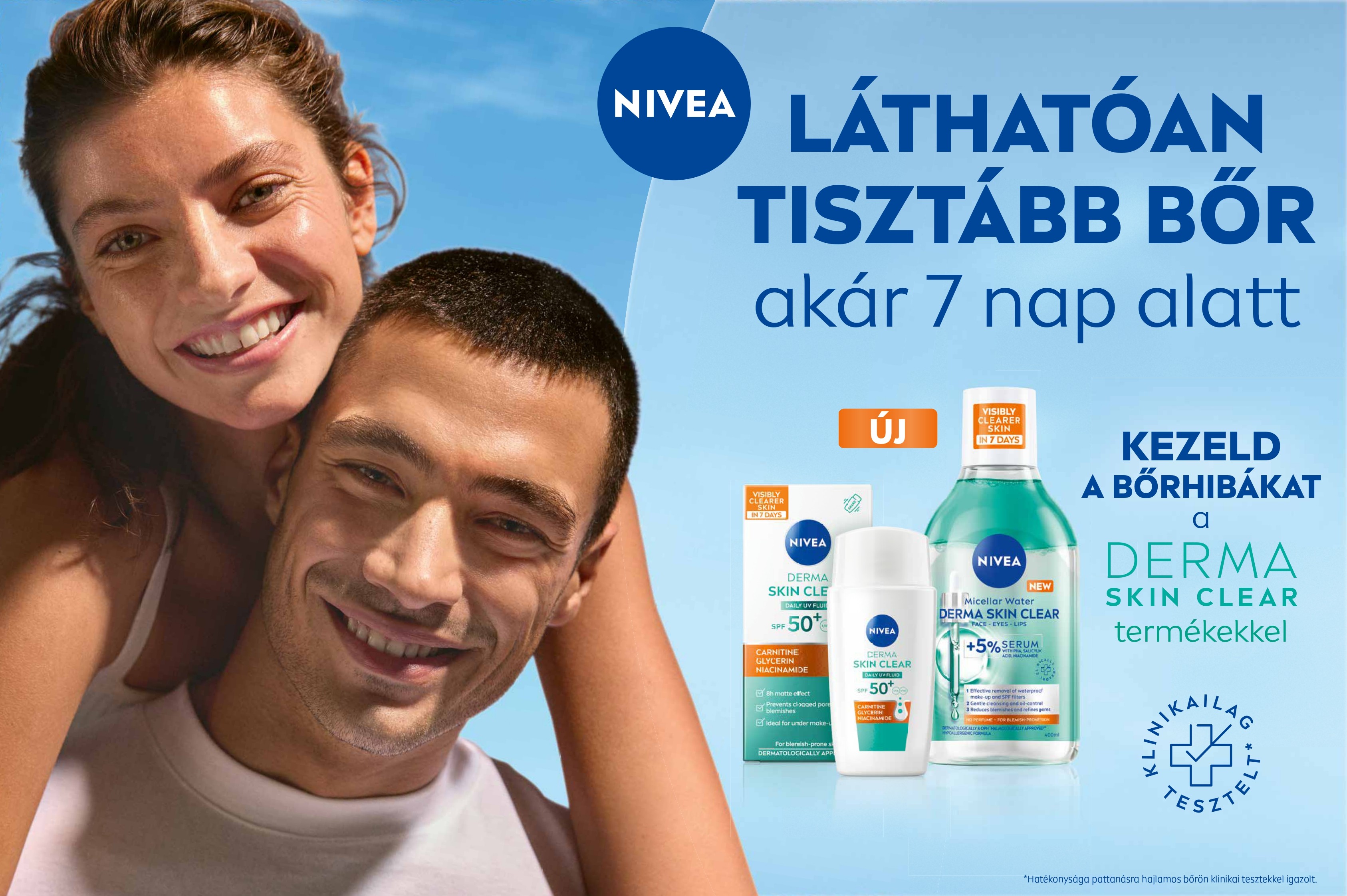 Láthatóan tisztább bőr akár 7 nap alatt; kezeld a bőrhibákat a derma skin clear termékekkel