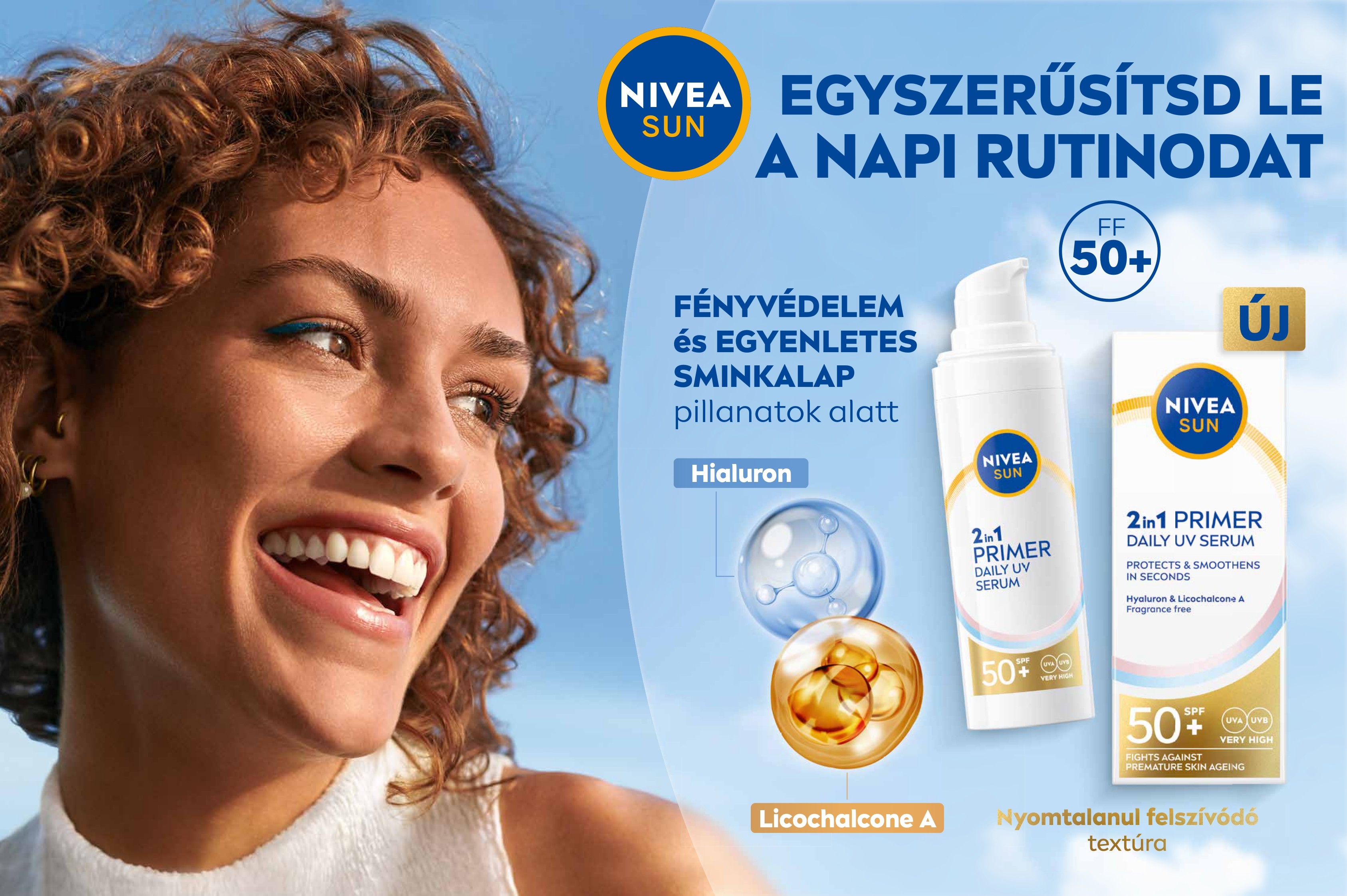 Egyszerűsítsd le a napi rutinodat; fényvédelem és egyenletes sminkalap pillanatok alatt; nyomtalanul felszívódó textúra 