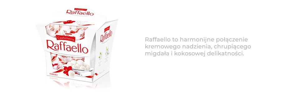 Raffaello to harmonijne połączenie kremowego nadzienia, chrupiącego migdała i kokosowej delikatności. 