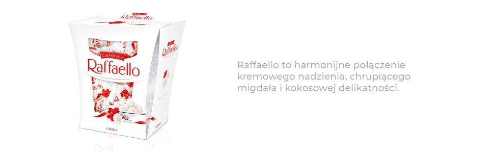 Raffaello to harmonijne połączenie kremowego nadzienia, chrupiącego migdała i kokosowej delikatności. 