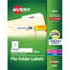 Avery TrueBlock File Folder Labels - 21/32" Width x 3 7/16" Length - Permanent Adhesive - Rectangle - Laser, Inkjet - Matte - White - Paper - 30 / She