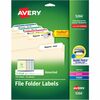 Avery&reg; TrueBlock File Folder Labels - Permanent Adhesive - Rectangle - Laser, Inkjet - Blue, Green, Red, White, Yellow - Paper - 30 / Sheet - 25 T