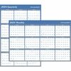 At-A-Glance Reversible Wall Calendar - Yearly - 12 Month - January 2024 - December 2024 - 36" x 24" Sheet Size - Blue - Erasable, Reversible, Write on
