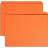 Smead Colored Straight Tab Cut Letter Recycled Top Tab File Folder - 8 1/2" x 11" - 3/4" Expansion - Orange - 10% Recycled - 100 / Box