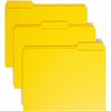Smead Colored 1/3 Tab Cut Letter Recycled Top Tab File Folder - 8 1/2" x 11" - Top Tab Location - Assorted Position Tab Position - Yellow - 10% Recycl