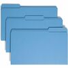 Smead Colored 1/3 Tab Cut Legal Recycled Top Tab File Folder - 8 1/2" x 14" - 3/4" Expansion - Top Tab Location - Assorted Position Tab Position - Blu