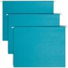 Smead Colored 1/5 Tab Cut Letter Recycled Hanging Folder - 8 1/2" x 11" - Top Tab Location - Assorted Position Tab Position - Vinyl - Teal - 10% Recyc