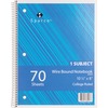 Sparco Wirebound Notebook - 70 Sheets - Wire Bound - College Ruled - Unruled Margin - 16 lb Basis Weight - 8" x 10 1/2" - Assorted Paper - AssortedChi