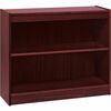 Lorell Panel End Hardwood Veneer Bookcase - 36" x 12" x 30" - 2 x Shelf(ves) - 110 lb Load Capacity - Mahogany - Laminate - Wood, Veneer - Assembly Re