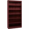 Lorell Panel End Hardwood Veneer Bookcase - 36" x 12" x 72" - 6 x Shelf(ves) - 660 lb Load Capacity - Mahogany - Laminate - Wood - Assembly Required