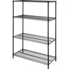 Lorell Industrial Wire Starter Shelving Unit - 48" x 18" x 72" - 4 x Shelf(ves) - 4000 lb Load Capacity - Black - Powder Coated - Steel - Assembly Req