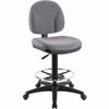 Lorell Millenia Series Adjustable Task Stool with Back - Gray Seat - Gray - 1 Each