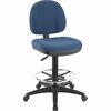 Lorell Millenia Series Adjustable Task Stool with Back - Blue Seat - Blue - 1 Each
