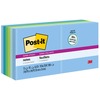 Post-it&reg; Super Sticky Recycled Notes - Oasis Color Collection - 1080 - 3" x 3" - Square - 90 Sheets per Pad - Unruled - Washed Denim, Fresh Mint, 