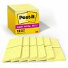 Post-it&reg; Super Sticky Lined Notes Cabinet Pack - 1080 - 4" x 4" - Square - 90 Sheets per Pad - Ruled - Canary Yellow - Paper - Self-adhesive, Repo