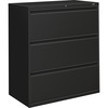 HON Lateral Files - 3-Drawer - 36" x 19.3" x 40.9" - 3 x Drawer(s) for File - Lateral - Black - Baked Enamel - Steel - Recycled