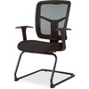 Lorell ErgoMesh Series Mesh Back Guest Chair with Arms - Black Fabric Seat - Black Mesh Back - Cantilever Base - 1 Each