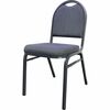 Lorell Round-Back Upholstered Stack Chairs - Blueberry, Black Fabric Seat - Charcoal Steel Frame - Blue, Black - 4 / Carton