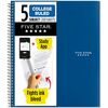 Mead Five-Star Wirebound 5-Subject Notebook - 200 Sheets - Wire Bound - 11" x 8 1/2" - White Paper - Assorted Cover - Pocket, Stiff-back, Perforated, 