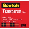 Scotch Transparent Tape - 1/2"W - 36 yd Length x 0.50" Width - 1" Core - Moisture Resistant, Stain Resistant, Long Lasting - For Multipurpose, Mending