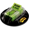 Post-it&reg; Message Flags - 200 x Bright Green - 1" x 1 3/4" - Arrow, Rectangle - Unruled - "Sign & Date" - Green - Removable, Self-adhesive - 200 / 