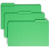 Smead Colored 1/3 Tab Cut Legal Recycled Top Tab File Folder - 8 1/2" x 14" - Top Tab Location - Assorted Position Tab Position - Green - 10% Recycled