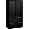 HON 800 Series Wide Lateral File with Storage Cabinet - 2-Drawer - 36" x 19.3" x 67" - 3 x Shelf(ves) - 2 x Drawer(s) for File - 2 x Side Open Door(s)