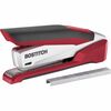 Bostitch InPower Spring-Powered Antimicrobial Desktop Stapler - 28 Sheets Capacity - 210 Staple Capacity - Full Strip - 1/4" Staple Size - Silver, Red
