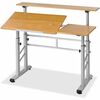 Safco Height-Adjustable Split Level Drafting Table - Rectangle Top - Adjustable Height - 26.50" to 37.25" Adjustment - Assembly Required - Medium Oak 