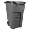 Rubbermaid Commercial Brute Rollout Container with Lid - 50 gal Capacity - Square - 36.2" Height x 23.4" Width x 28.5" Depth - Gray - 1 Each