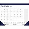 House of Doolittle Blue/Gray Print Monthly Desk Pad - Julian Dates - Monthly - 12 Month - January 2024 - December 2024 - 1 Month Single Page Layout - 