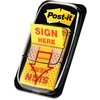 Post-it&reg; Message Flag Value Pack - 600 - 1" x 1 3/4" - Rectangle, Arrow - Unruled - "SIGN HERE" - Yellow - Removable - 12 / Box