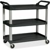 Rubbermaid Commercial Economy Cart - 3 Shelf - 200 lb Capacity - 4 Casters - 4" Caster Size - Plastic - x 33.6" Width x 18.6" Depth x 37.8" Height - B