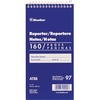 Blueline Reporter Notebook - 160 Sheets - Spiral - 4" x 8" - White Cover - 1 Each