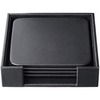 Dacasso Leather Coasters - Set of 4 Square with Holder - Square - Black - Top Grain Leather, Felt - 1Each