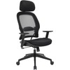 Office Star Professional Air Grid Chair with Adjustable Headrest - Mesh Seat - 5-star Base - Black - 1 Each