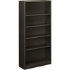 HON Brigade Steel Bookcase | 5 Shelves | 34-1/2"W | Charcoal Finish - 71" Height x 34.5" Width x 12.6" Depth - Adjustable Shelf, Reinforced, Welded, D