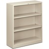 HON Brigade Steel Bookcase | 3 Shelves | 34-1/2"W | Light Gray Finish - 3 Shelf(ves) - 41" Height x 34.5" Width x 12.6" Depth - Adjustable Shelf, Rein
