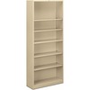 HON Brigade Steel Bookcase | 6 Shelves | 34-1/2"W | Putty Finish - 6 Shelf(ves) - 81.1" Height x 34.5" Width x 12.6" Depth - Adjustable Shelf, Reinfor