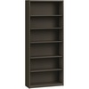 HON Brigade Steel Bookcase | 6 Shelves | 34-1/2"W | Charcoal Finish - 6 Shelf(ves) - 81.1" Height x 34.5" Width x 12.6" Depth - Adjustable Shelf, Rein