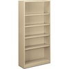 HON Brigade Steel Bookcase | 5 Shelves | 34-1/2"W | Putty Finish - 71" Height x 34.5" Width x 12.6" Depth - Adjustable Shelf, Reinforced, Welded, Dura