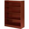 Lorell Panel End Hardwood Veneer Bookcase - 36" x 12" x 0.8" x 48" - 4 Shelve(s) - 3 Adjustable Shelf(ves) - Material: Veneer - Finish: Cherry