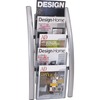 Alba 5-Pocket Wall Literature Rack - 5 Pocket(s) - 27.5" Height x 4.3" Width x 13" Depth - Silver - Metal, Acrylic - 1 Each