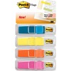 Post-it&reg; Flags - 1/2" x 1 3/4" - Rectangle - Unruled - Blue, Pink, Yellow, Orange - Removable, Self-adhesive, Residue-free, Repositionable - 4 / P