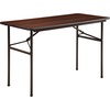 Lorell Economy Folding Table - Melamine Rectangle Top - 48" Table Top Length x 24" Table Top Width x 0.63" Table Top Thickness - 29" Height - Mahogany