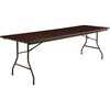 Lorell Economy Folding Table - Melamine Rectangle Top - 96" Table Top Length x 30" Table Top Width x 0.63" Table Top Thickness - 29" Height - Mahogany