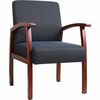 Lorell Thickly Padded Guest Chair - Cherry Frame - Four-legged Base - Midnight Blue - 1 Each