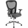 Lorell Elevate Mesh Mid-Back Office Chair - Black Leather Seat - Aluminum Frame - 5-star Base - 1 Each